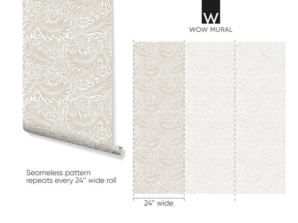 Beige & Green Larkspur by Morris Wallpaper W127 - CostaCover - Peel and stick Removable Wallpaper - Abstract - abstract floral - abstract lines