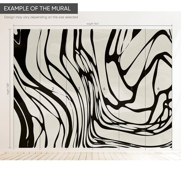 Beige & Black Water Ripples Wall Mural AM012 - CostaCover - Peel and stick Removable Wallpaper - about walls - Abstract - abstract arches