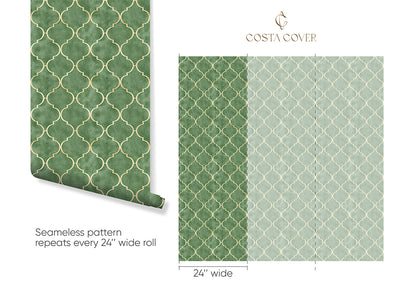 Bright Green Art Deco Wallpaper CC328