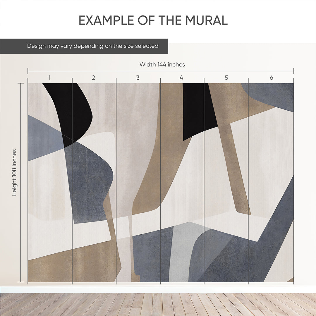 Beige Gray Shapes Wall Mural AM158