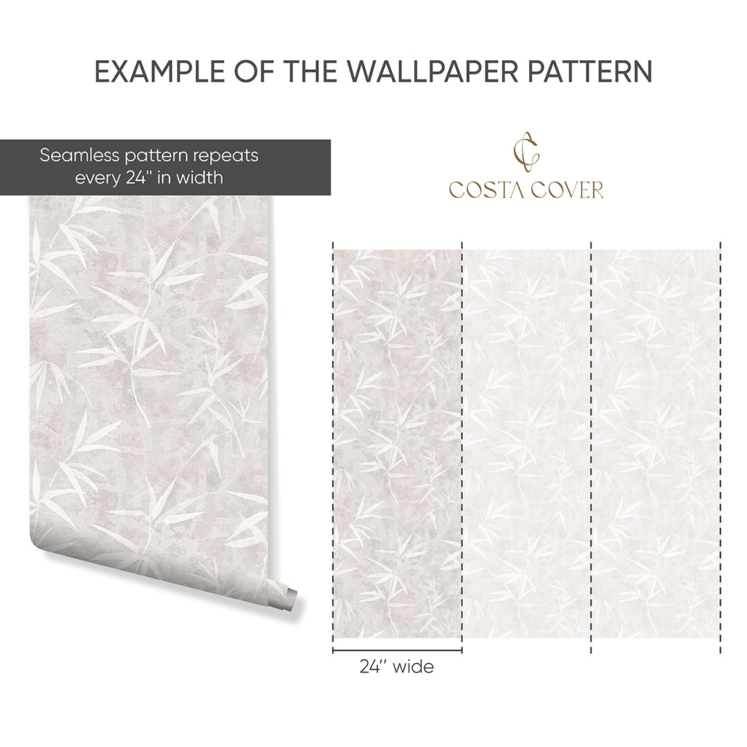 Beige Bamboo Leaves Wallpaper CC362