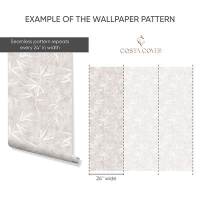 Beige Bamboo Leaves Wallpaper CC362
