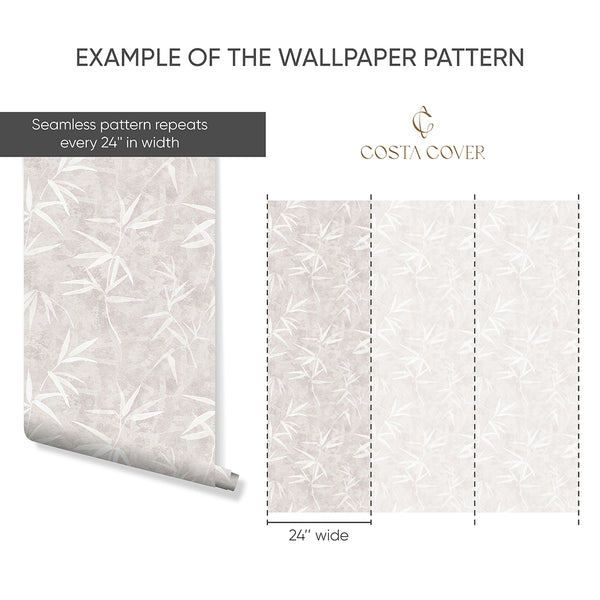 Beige Bamboo Leaves Wallpaper CC362