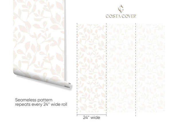 Neutral Beige Floral Grasscloth Wallpaper CG029 - CostaCover - abstract floral - abstract wallpaper - baby bedroom