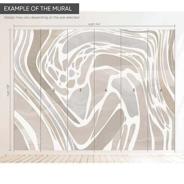 Gray Beige Water Ripples Wall Mural AM013 - CostaCover - Peel and stick Removable Wallpaper - about walls - Abstract - abstract arches
