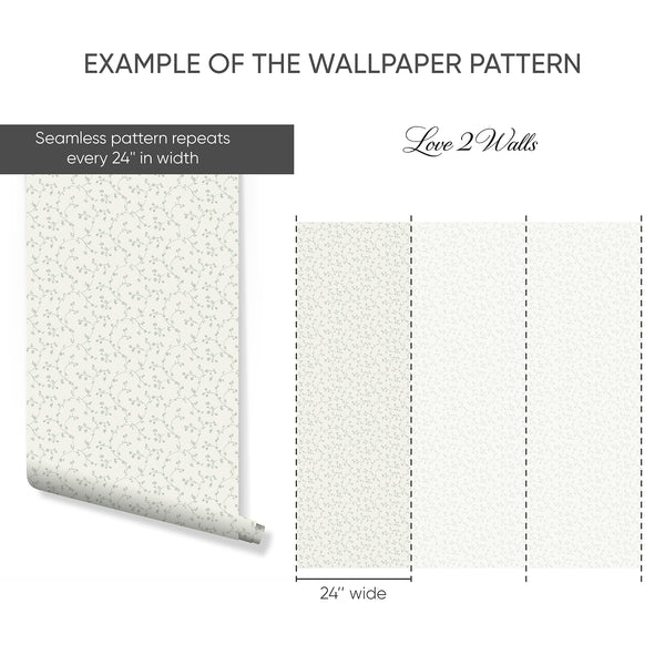 Green Floral Vine Wallpaper L111