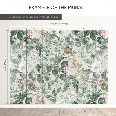 Green Vintage Flowers Garden Wall Mural SM045