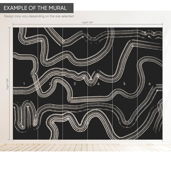 Black & Beige Brush Lines Wall Mural AM014 - CostaCover - Peel and stick Removable Wallpaper - about walls - Abstract - abstract arches