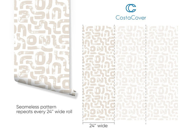 Boho Beige Lines Wallpaper CC289 - CostaCover - Peel and stick Removable Wallpaper - abstract lines - abstract wallpaper - accent wallpaper