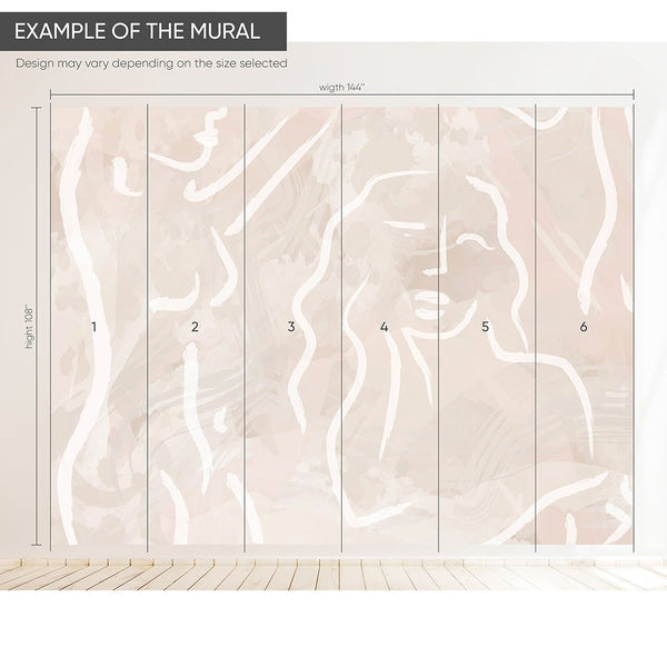 Beige Body Line Wall Mural AM015 - CostaCover - Peel and stick Removable Wallpaper - about walls - Abstract - Abstract Beige Gold Stripes Waves Removable Wallpaper near me