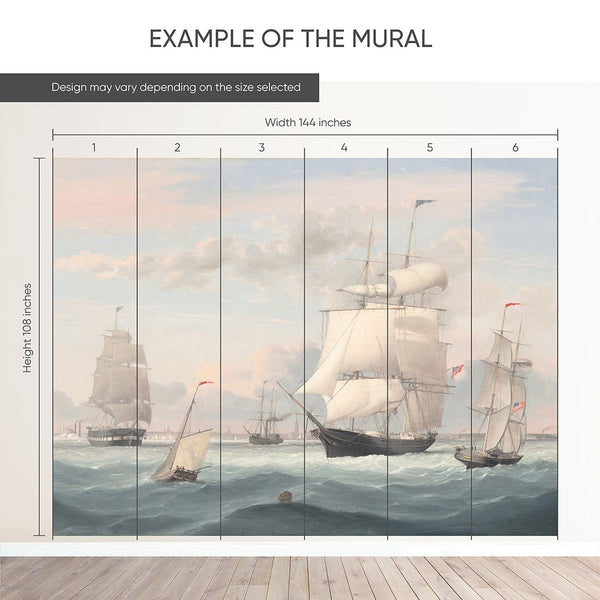 Vintage Sailboats Wall Mural AM162 - CostaCover-Peel and stick Removable Wallpaper-accent wallpaper-adhesive wallpaper-bathroom wallpaper