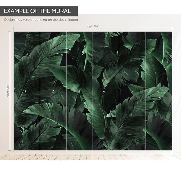 Dark Green Banana Leaves Wall Mural WM019 - CostaCover - Peel and stick Removable Wallpaper - banana leaves - Banana leaves wallpaper - bathroom wallpaper