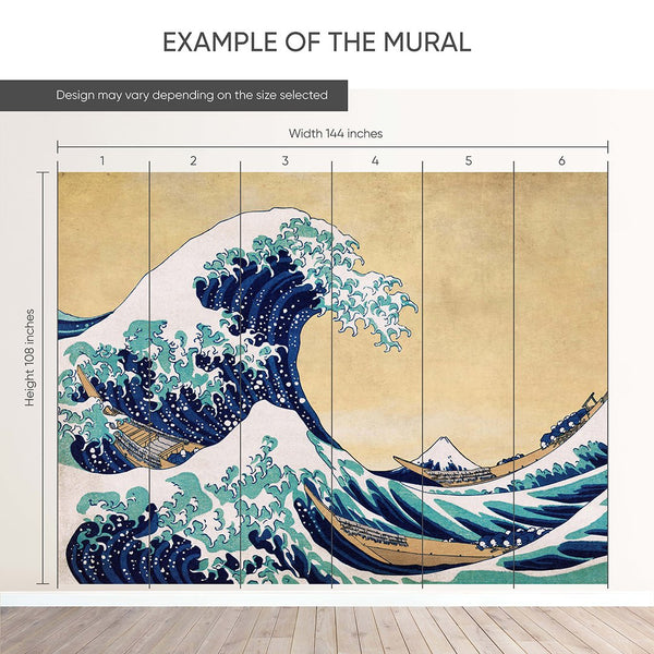 Vintage Japanese Wave Wall Mural AM163 - CostaCover-Peel and stick Removable Wallpaper-accent wallpaper-adhesive wallpaper-bathroom wallpaper