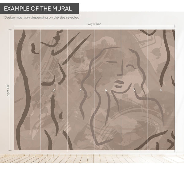 Brown Body Line Wall Mural AM016 - CostaCover - Peel and stick Removable Wallpaper - about walls - Abstract - abstract arches