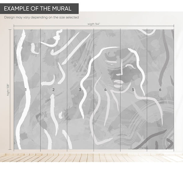 Gray & White Body Line Wall Mural AM017 - CostaCover - Peel and stick Removable Wallpaper - about walls - Abstract - abstract arches