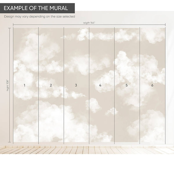 Beige Sky & Clouds Wall Mural AM021 - CostaCover - Peel and stick Removable Wallpaper - about walls - abstract wallpaper - accent wallpaper
