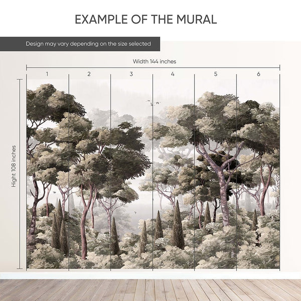 Vintage Landscape Wall Mural AM117 - CostaCover - Peel and stick Removable Wallpaper - abstract forest - abstract wallpaper - accent wallpaper