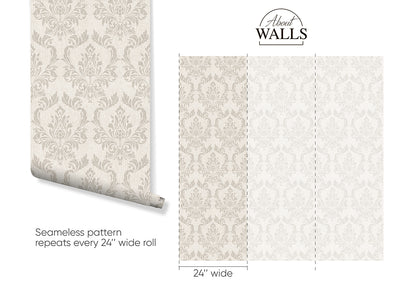 Beige Classic Damask Wallpaper A030