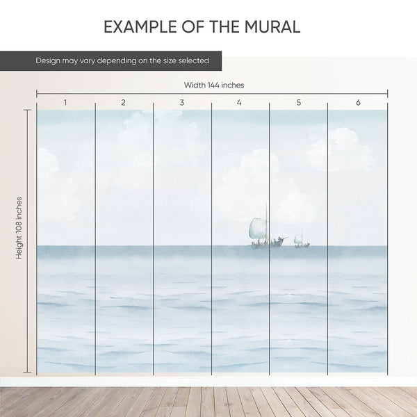Blue Ocean View Wall Mural AM165 - CostaCover-Peel and stick Removable Wallpaper-accent wallpaper-adhesive wallpaper-bathroom wallpaper
