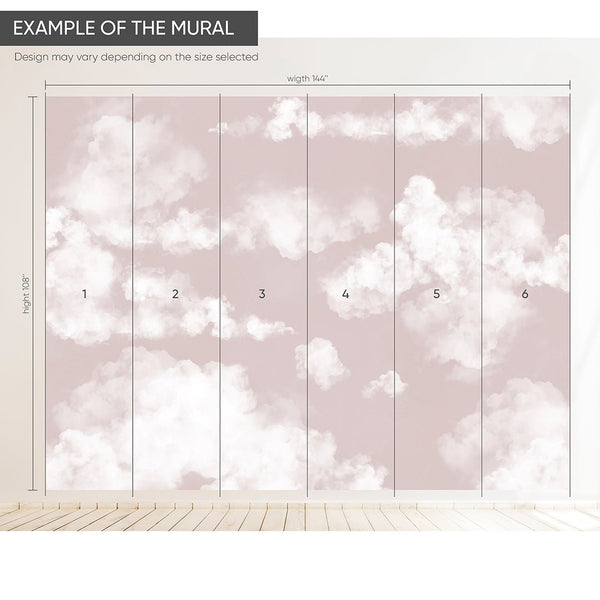 Pastel Pink Sky & Clouds Wall Mural AM022 - CostaCover - Peel and stick Removable Wallpaper - about walls - Abstract - abstract lines