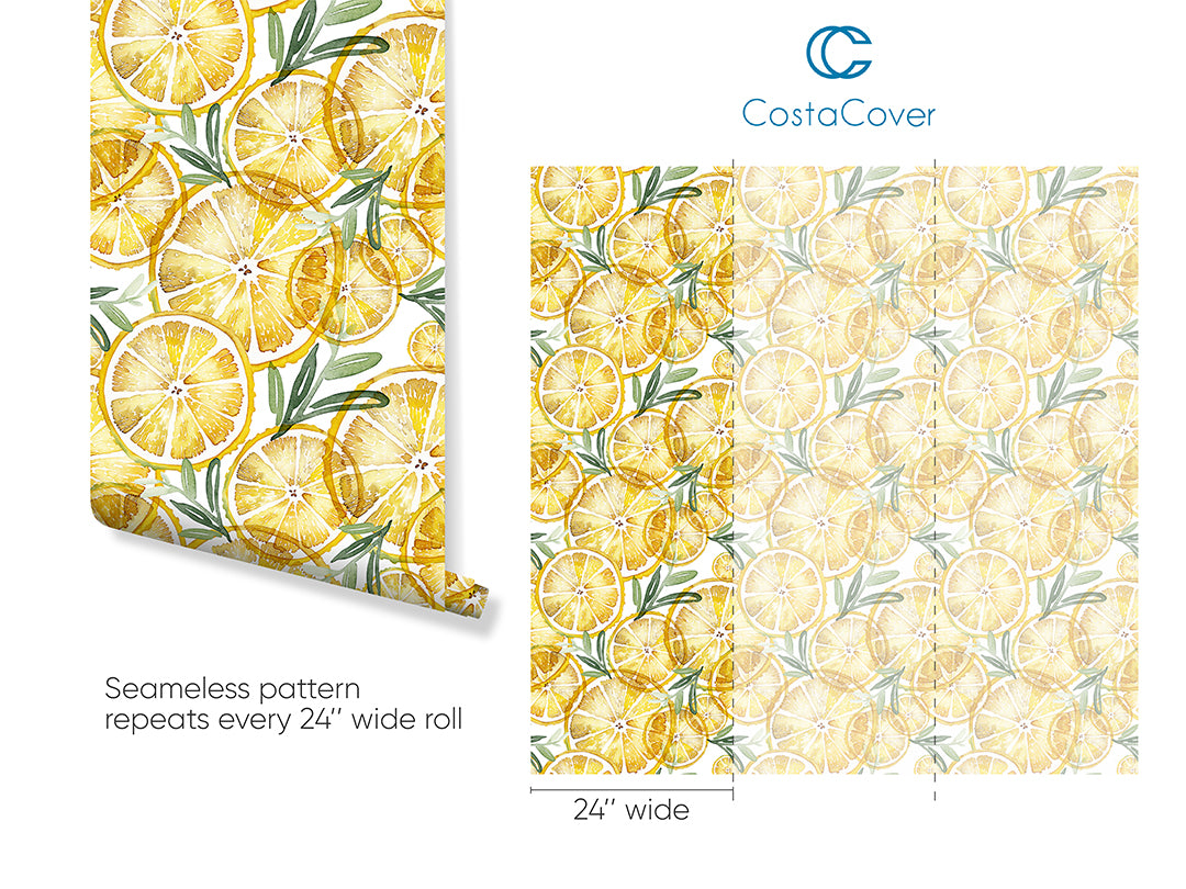 Watercolor Yellow Lemons Wallpaper CC232