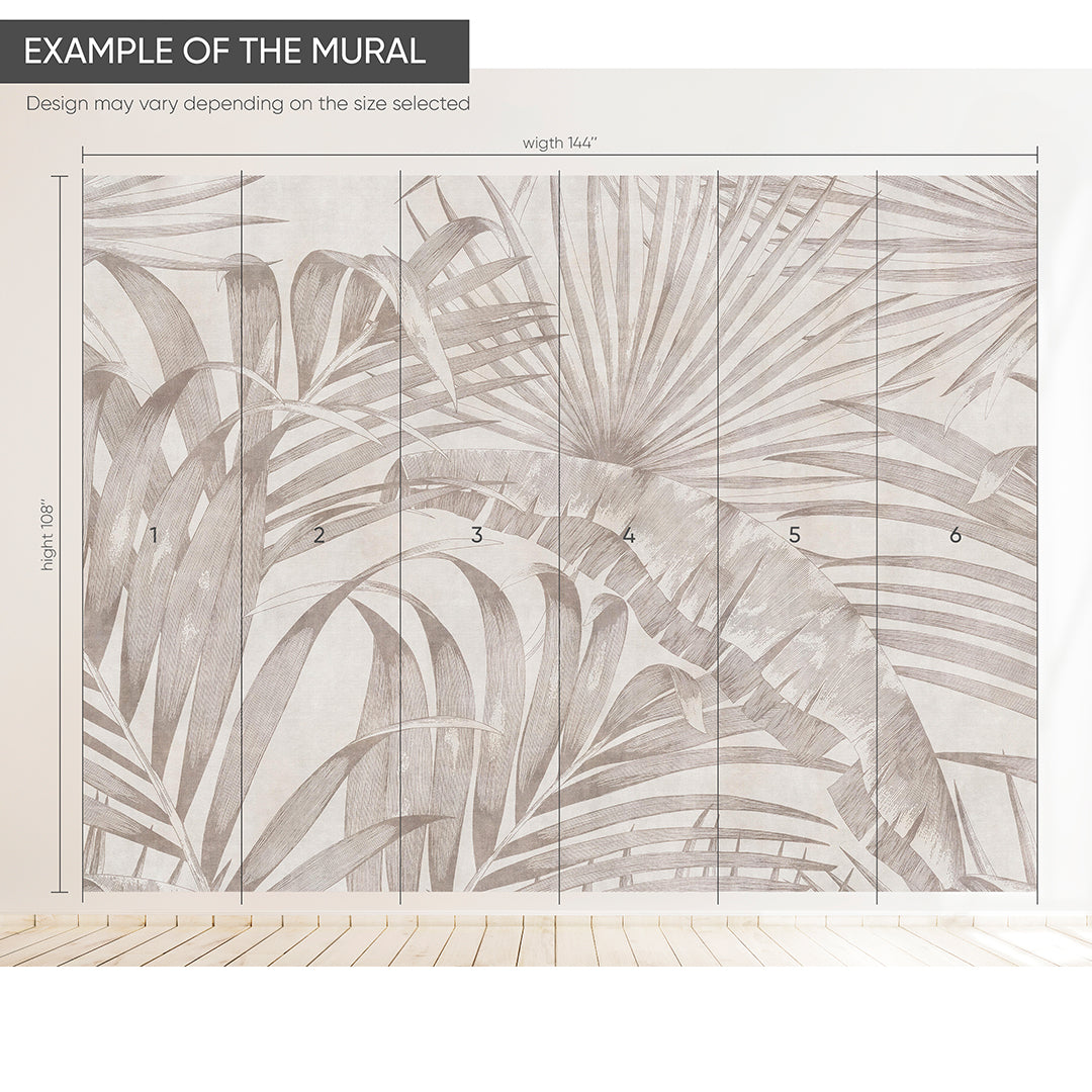 Retro Palm Leaves Wall Mural AM023