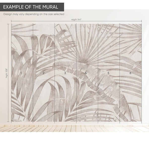 Retro Palm Leaves Wall Mural AM023 - CostaCover - Peel and stick Removable Wallpaper - about walls - abstract floral - abstract wallpaper