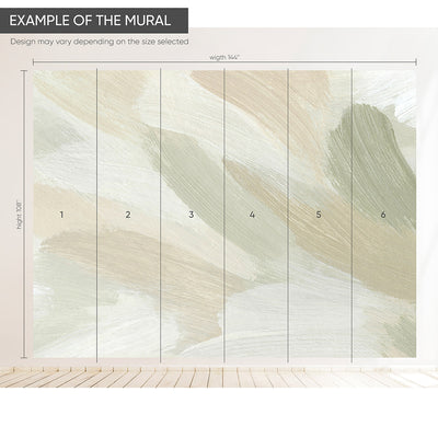 Beige Green Brush Strokes Wall Mural CCM188