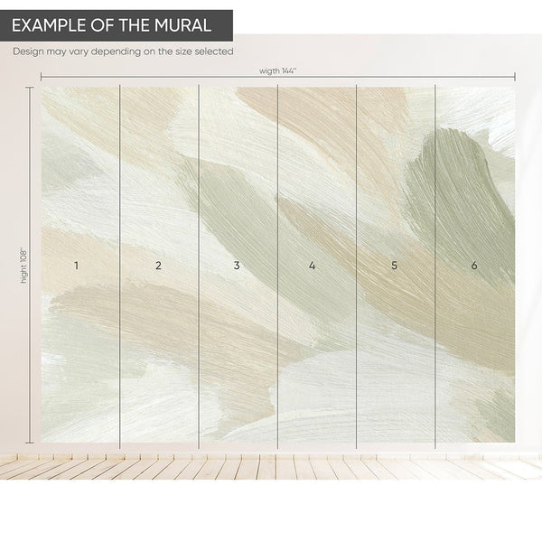 Beige Green Brush Strokes Wall Mural CCM188 - CostaCover - Peel and stick Removable Wallpaper - Abstract - Abstract Labyrinth Lines - abstract lines