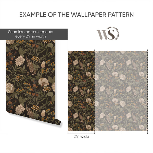 Eco-friendly vintage floral wallpaper with rich textures, ideal for creating a cozy atmosphere in any room.