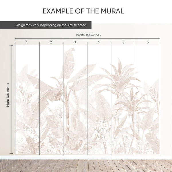 Beige Palm Leaves Wall Mural CCM194 - CostaCover - Peel and stick Removable Wallpaper - abstract wallpaper - accent wallpaper - adhesive wallpaper