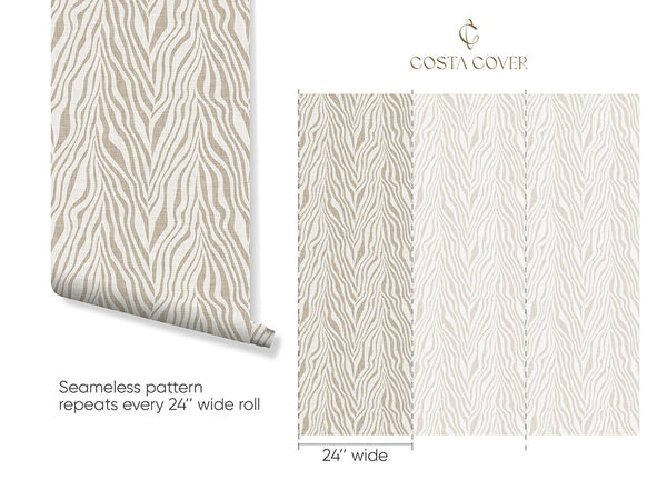 Abstract Beige Zebra Grasscloth Wallpaper CG018 - CostaCover - Traditional Wallpaper - Abstract - Abstract Labyrinth Lines - abstract lines