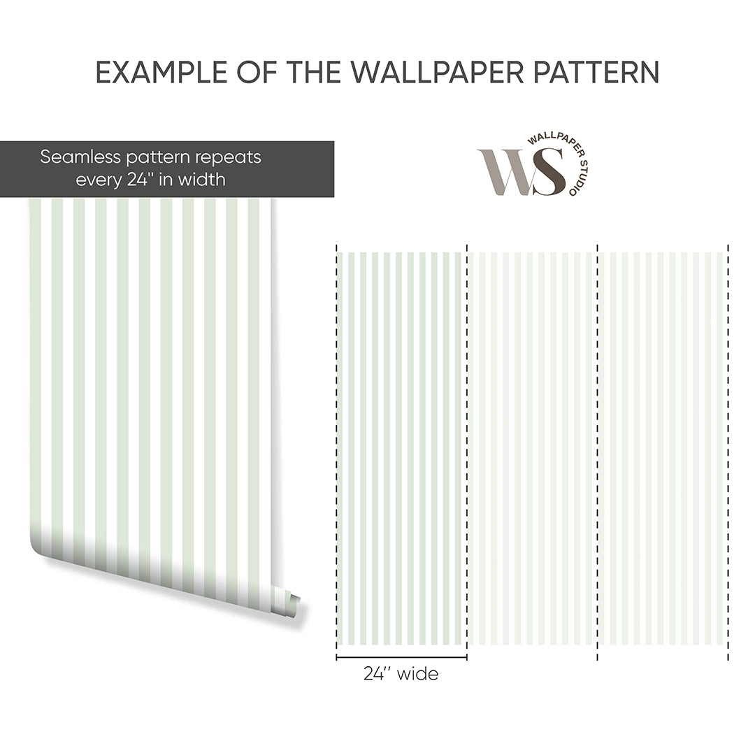 Light Green Stripe Wallpaper S017