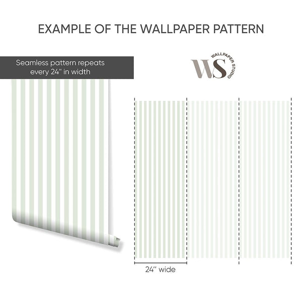 Light Green Stripe Wallpaper S017 - CostaCover - Peel and stick Removable Wallpaper - abstract wallpaper - accent wallpaper - adhesive wallpaper