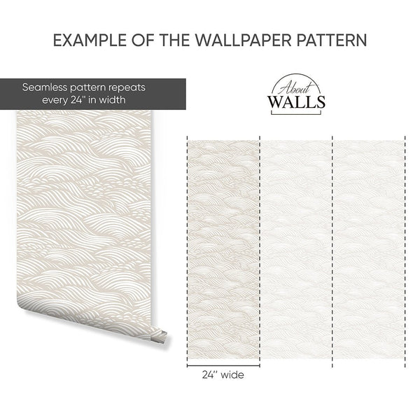 Beige Waves Japandi Wallpaper A096 - CostaCover-Peel and stick Removable Wallpaper-about walls-abstract wall art-abstract wallpaper