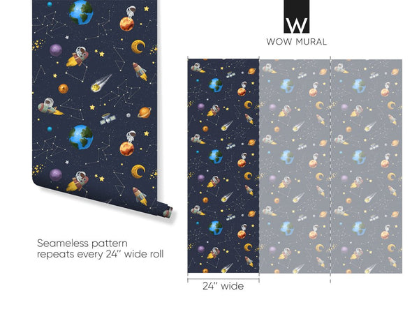 Dark Blue Space Wallpaper W078 - CostaCover - Peel and stick Removable Wallpaper - abstract wall art - abstract wallpaper - accent wallpaper