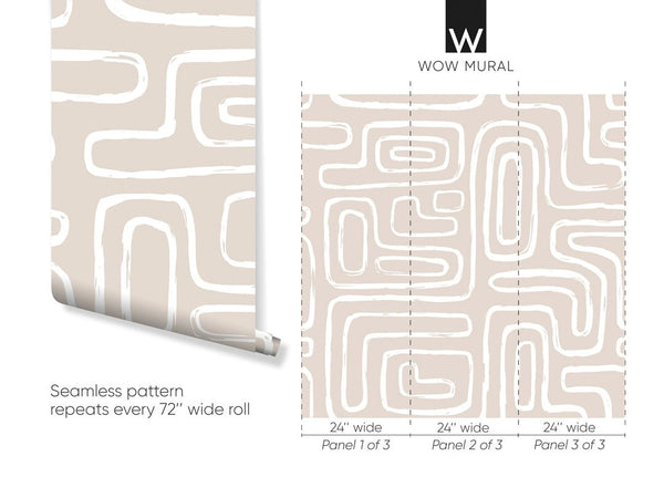 Boho Large Lines Wallpaper W043 - CostaCover - Peel and stick Removable Wallpaper - Abstract - abstract lines - abstract wall art
