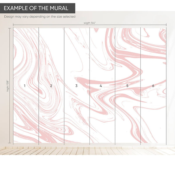 White Pink Marble Wall Mural AM057 - CostaCover - Peel and stick Removable Wallpaper - about walls - Abstract - Abstract Labyrinth Lines
