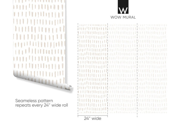 Beige & White Strokes Wallpaper W022 - CostaCover - Peel and stick Removable Wallpaper - Abstract - abstract lines - abstract wallpaper