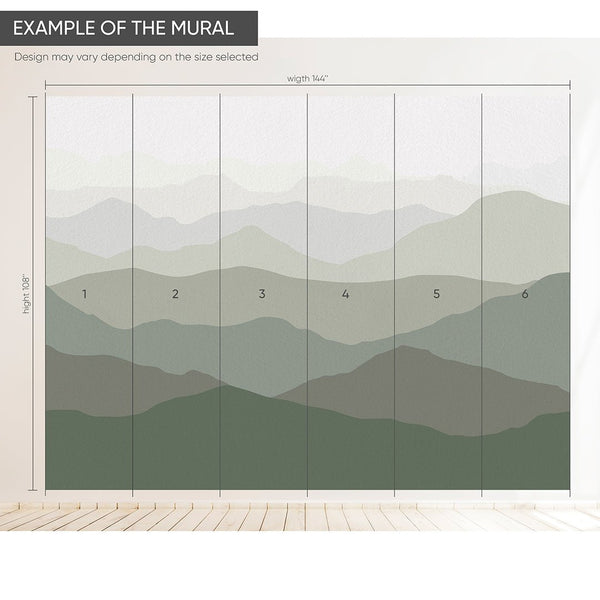 Olive Green Mountains Wall Mural WM041 - CostaCover - Peel and stick Removable Wallpaper - Abstract - abstract lines - abstract wall art