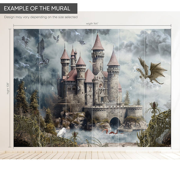 Fantasy Magic Castle Wall Mural WM090 - CostaCover - Peel and stick Removable Wallpaper - abstract forest - abstract wall art - abstract wallpaper