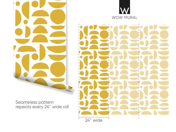 Mustard Color Stones Wallpaper W030 - CostaCover - Peel and stick Removable Wallpaper - Abstract - abstract lines - abstract wall art