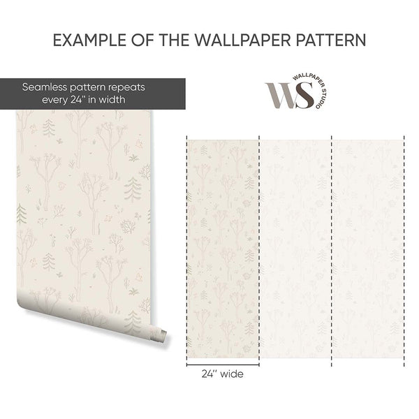 Beige Brown Tree Forest Wallpaper S049 - CostaCover - Peel and stick Removable Wallpaper - abstract forest - abstract wall art - abstract wallpaper