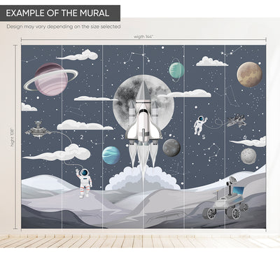 Grey Space & Star Ship Wall Mural WM063