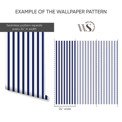 Navy Blue Stripes Wallpaper S012