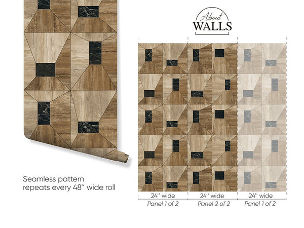 Wood Texture Squares Wallpaper A012 - CostaCover - Peel and stick Removable Wallpaper - about walls - abstract wall art - abstract wallpaper