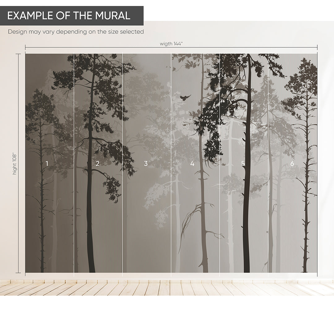 Abstract Foggy Forest Wall Mural AM067