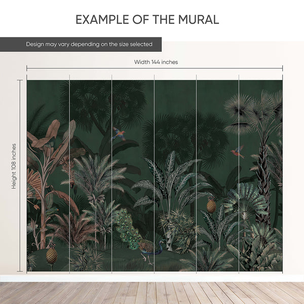 Dark Green Tropical Jungle Wall Mural AM184