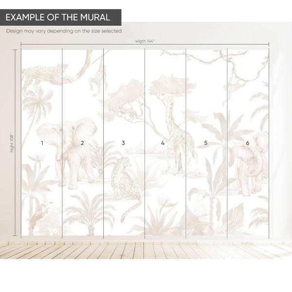 Neutral Animal Print Wall Mural CCM177 - CostaCover - Peel and stick Removable Wallpaper - accent wallpaper - adhesive wallpaper - animal print