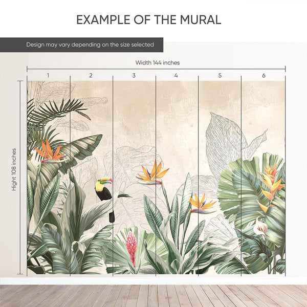 Light Green Palm Leaves Wall Mural CCM197 - CostaCover - Peel and stick Removable Wallpaper - abstract wallpaper - accent wallpaper - adhesive wallpaper